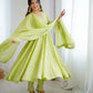 Embroidered Crunchy Silk Anarkali Gown Set with Dupatta