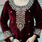 maroon-velvet-palazzo-suit-set