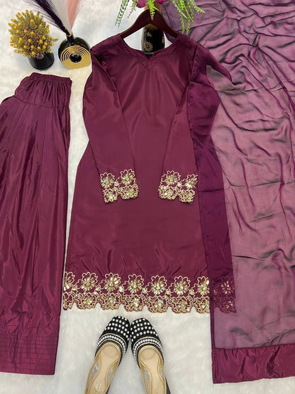 Crepe Silk Farshi Salwar Suit with Dupatta