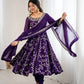 Embroidered Faux Georgette Anarkali Gown Set with Dupatta
