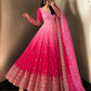 Olive Ombre Georgette Anarkali with Dupatta