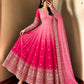 Olive Ombre Georgette Anarkali with Dupatta
