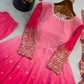 Olive Ombre Georgette Anarkali with Dupatta