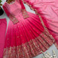 Olive Ombre Georgette Anarkali with Dupatta