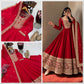 Roman Silk Anarkali Gown with Embroidered Hem