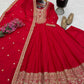 Roman Silk Anarkali Gown with Embroidered Hem