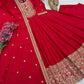 Roman Silk Anarkali Gown with Embroidered Hem