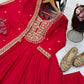 Roman Silk Anarkali Gown with Embroidered Hem