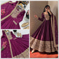 Roman Silk Anarkali Gown with Embroidered Hem
