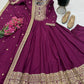 Roman Silk Anarkali Gown with Embroidered Hem