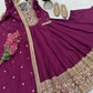 Roman Silk Anarkali Gown with Embroidered Hem