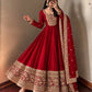 Roman Silk Anarkali Gown with Embroidered Hem
