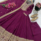 Roman Silk Anarkali Gown with Embroidered Hem