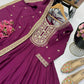 Roman Silk Anarkali Gown with Embroidered Hem