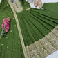 Roman Silk Anarkali Gown with Embroidered Hem