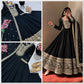 Roman Silk Anarkali Gown with Embroidered Hem
