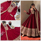 Roman Silk Anarkali Gown with Embroidered Hem