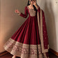 Roman Silk Anarkali Gown with Embroidered Hem