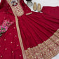Roman Silk Anarkali Gown with Embroidered Hem