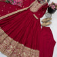 Roman Silk Anarkali Gown with Embroidered Hem