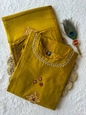 Hand Block Printed Cotton Kurta Set With Dupatta