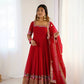 Designer Georgette Embroidered Gown Set