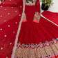 Designer Georgette Embroidered Gown Set