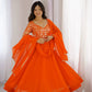 Coral Floral Sequin Anarkali Gown