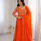 Coral Floral Sequin Anarkali Gown