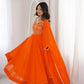 Coral Floral Sequin Anarkali Gown
