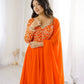 Coral Floral Sequin Anarkali Gown