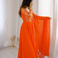 Coral Floral Sequin Anarkali Gown