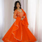 Coral Floral Sequin Anarkali Gown