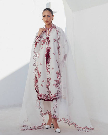 Ivory Crimson Vine Kurta Set