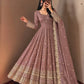 Mauve Crinkle Shimmer Anarkali Gown Set