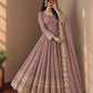 Mauve Crinkle Shimmer Anarkali Gown Set