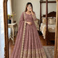 Mauve Crinkle Shimmer Anarkali Gown Set
