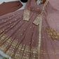 Mauve Crinkle Shimmer Anarkali Gown Set
