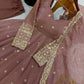 Mauve Crinkle Shimmer Anarkali Gown Set