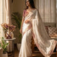 Ivory Applique Scallop Saree