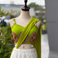Red Cotton Kali Lehenga with Mirror Work