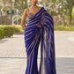 Royal Blue Embroidered Ready to Wear Saree