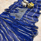 Royal Blue Embroidered Ready to Wear Saree