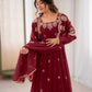 Designer Crunchy Silk Embroidered Gown Set