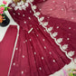 Designer Crunchy Silk Embroidered Gown Set