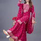 Designer Chinon Silk Embroidered Sharara Set