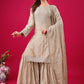 Designer Chinon Silk Embroidered Sharara Set