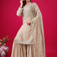 Designer Chinon Silk Embroidered Sharara Set