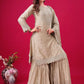 Designer Chinon Silk Embroidered Sharara Set