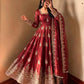 Sage Green Shimmer Silk Anarkali Gown Set